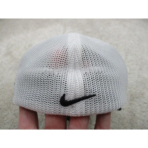 Nike Hat Cap Fitted One Size White Black Swoosh Athletic RZN VRS Vapor Golf Men* - Picture 6 of 10